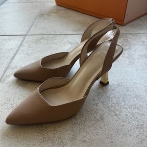 Halston Heritage Brown Stiletto Slingback Heels